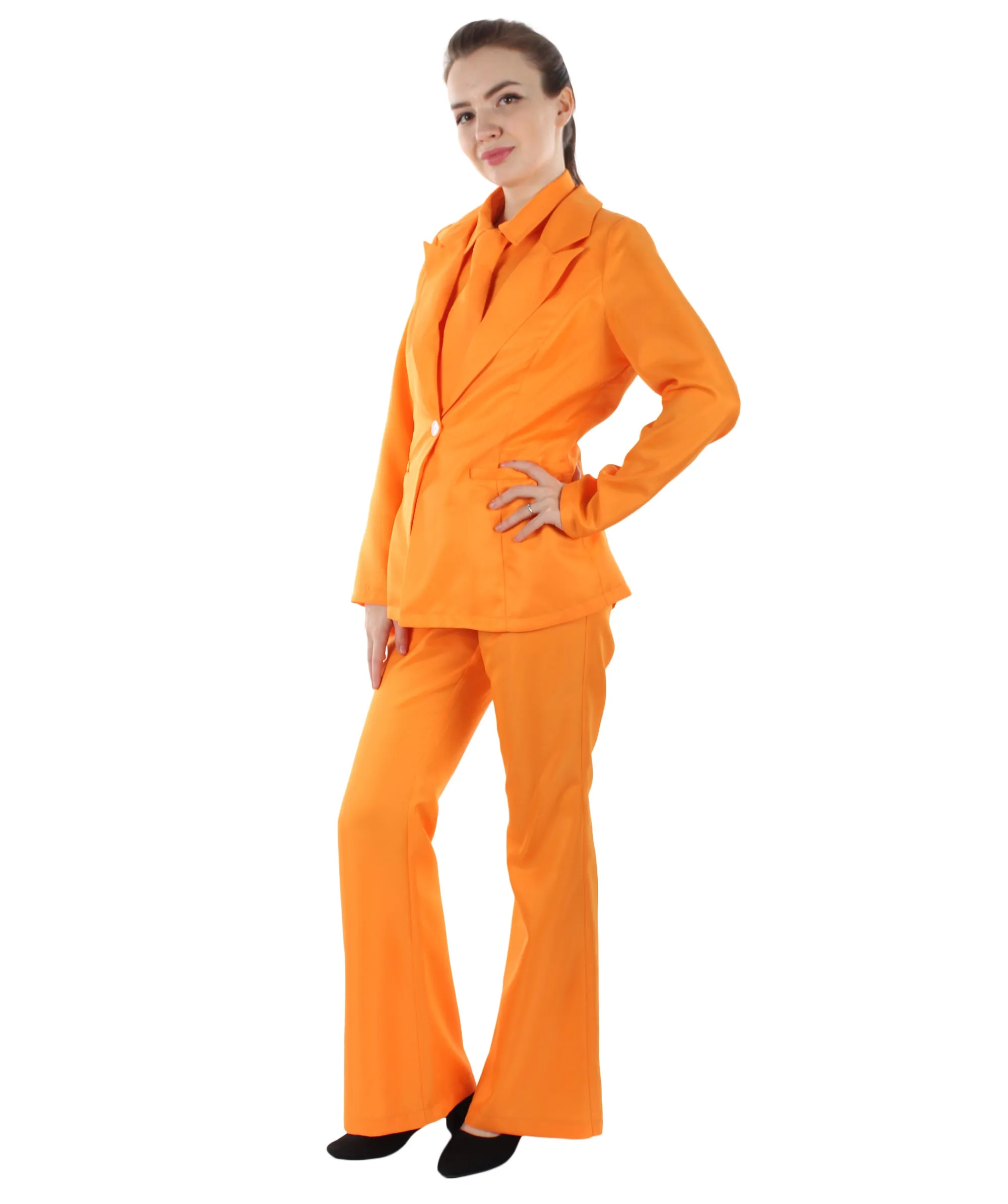 Adult Women's EXCLUSIVE! Deluxe  Singer Party Suit Costume | Orange Cosplay Costume
