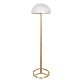 Antique Gold Metal Floor Lamp w/ Dome Shade, Foot Switch - Sarantino