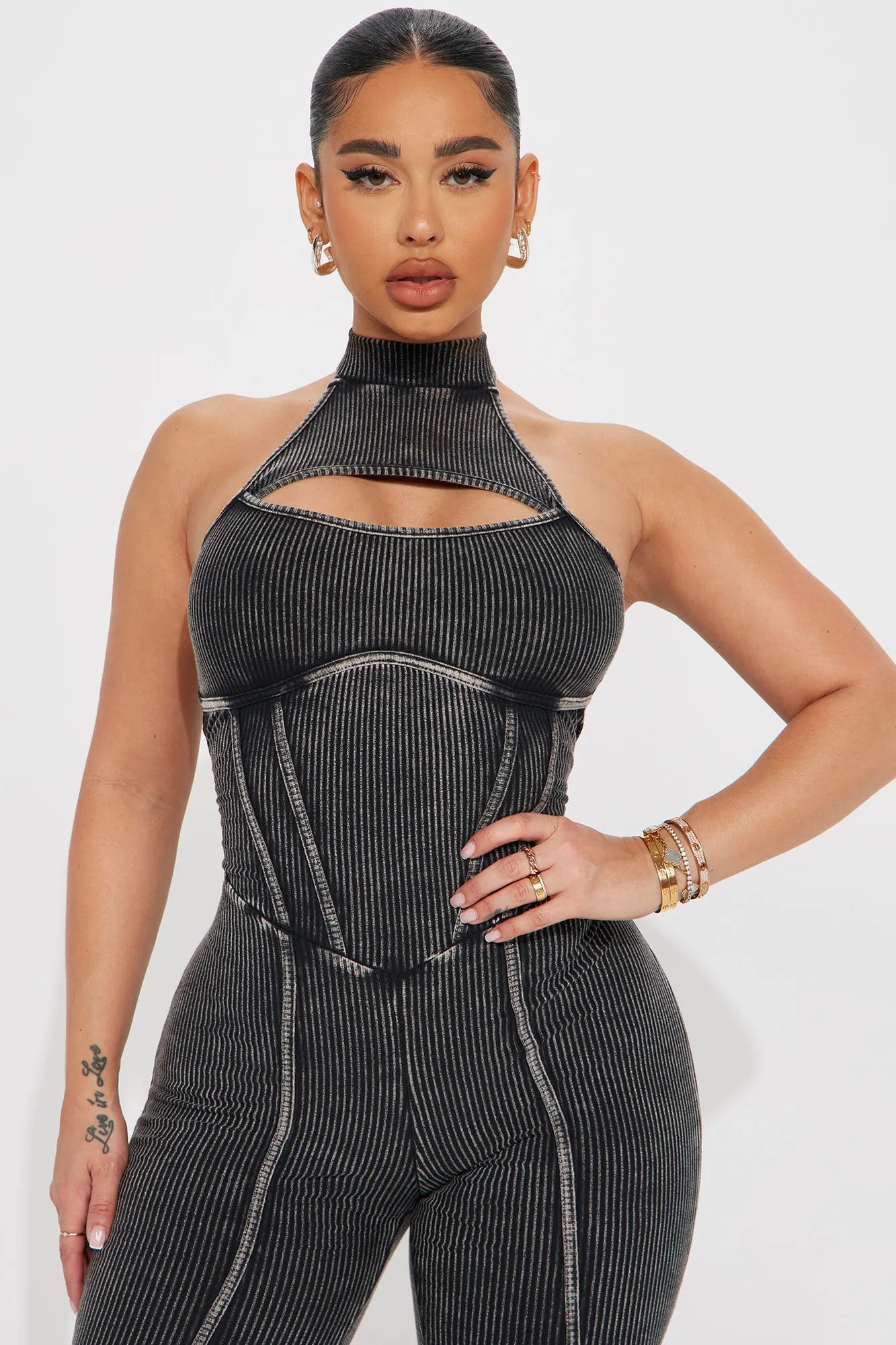 Beryl Mineral Wash Jumpsuit - Grey
