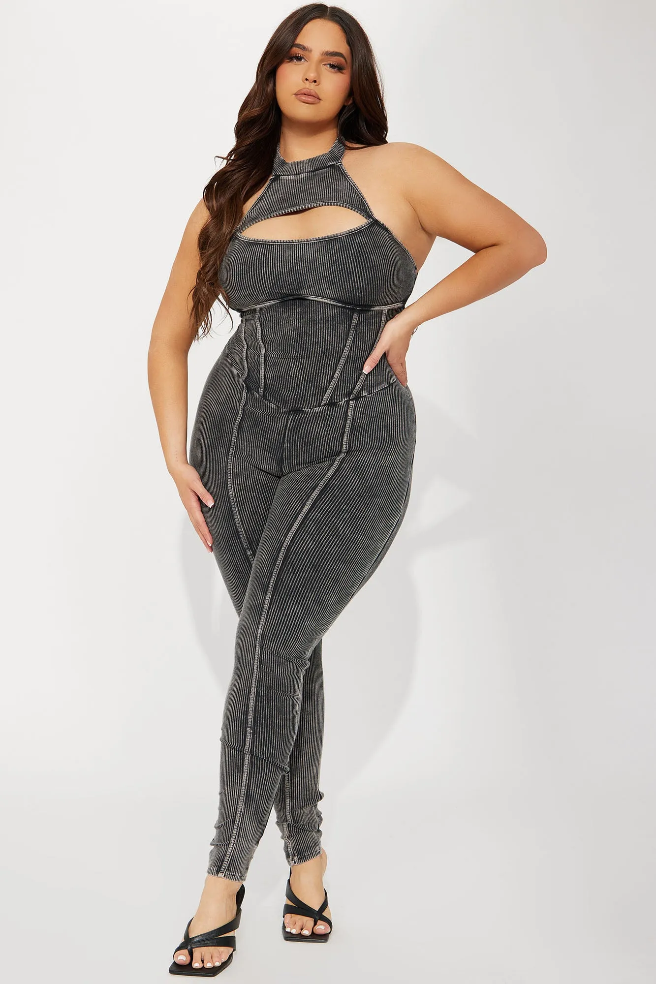 Beryl Mineral Wash Jumpsuit - Grey