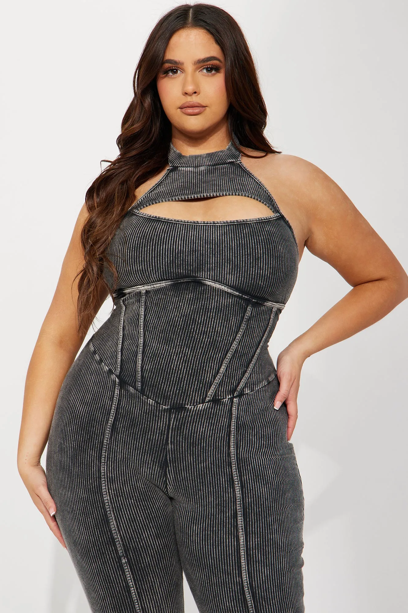 Beryl Mineral Wash Jumpsuit - Grey