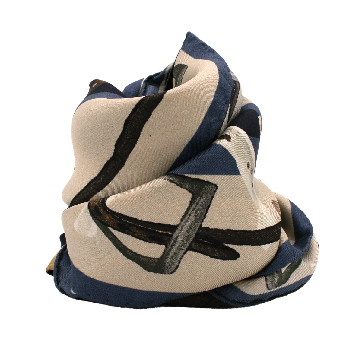 Blue cavalry themed silk scarf 90
