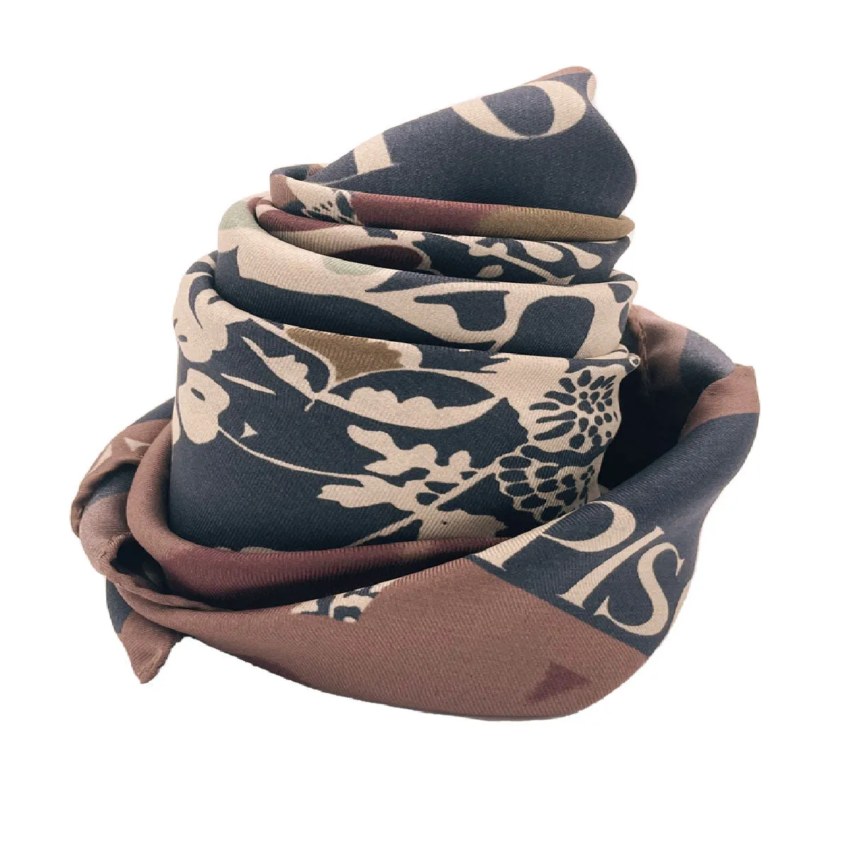 Blue grafic floral design scarf 90
