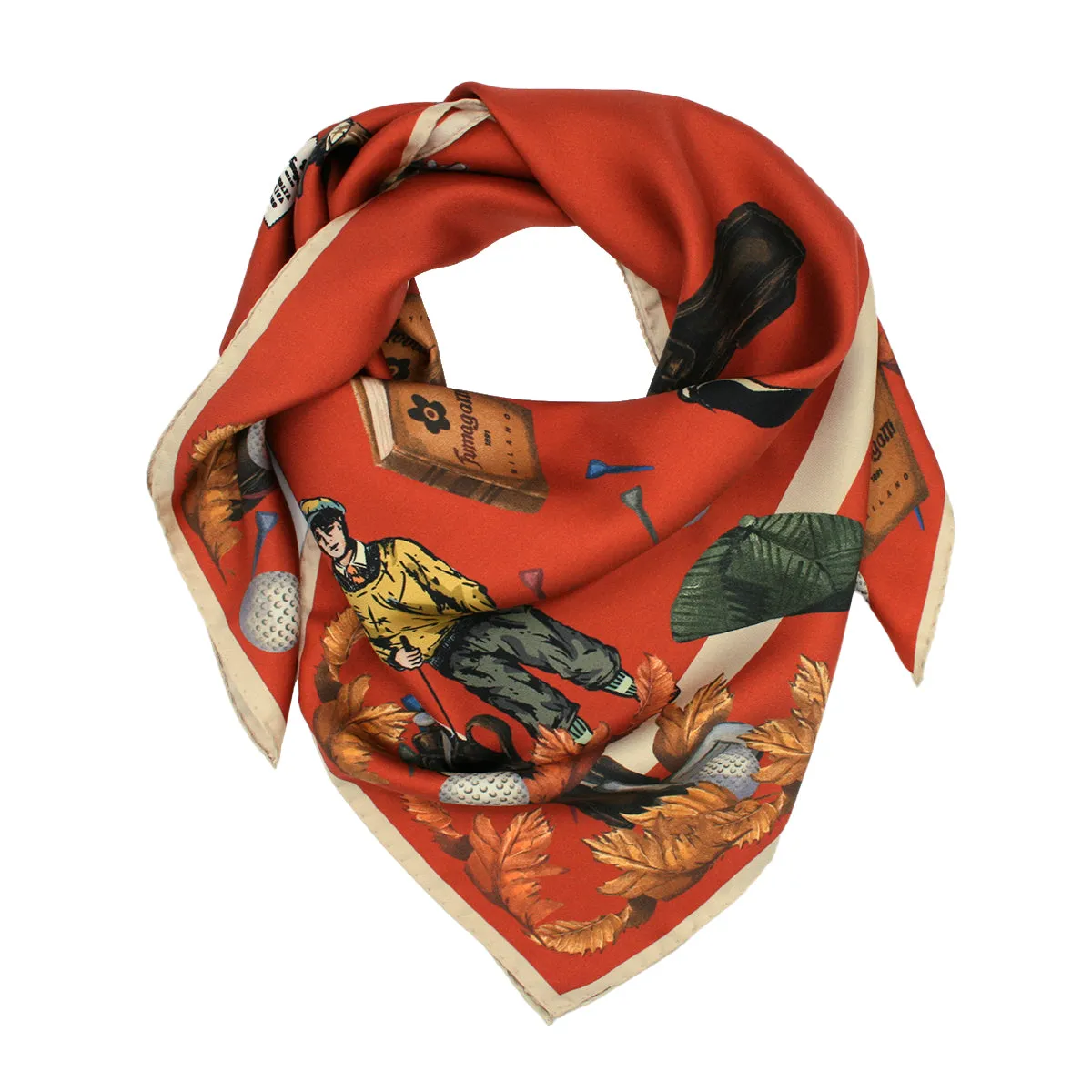 Brick red golf themed scarf 90