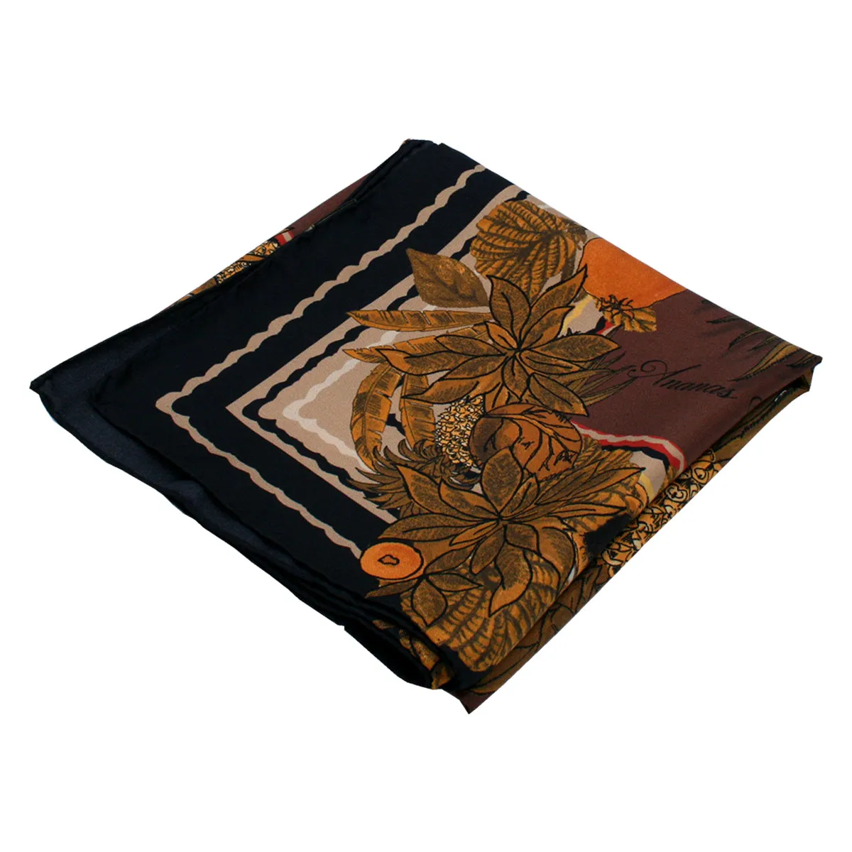 Brown beige exotic fruits scarf 90