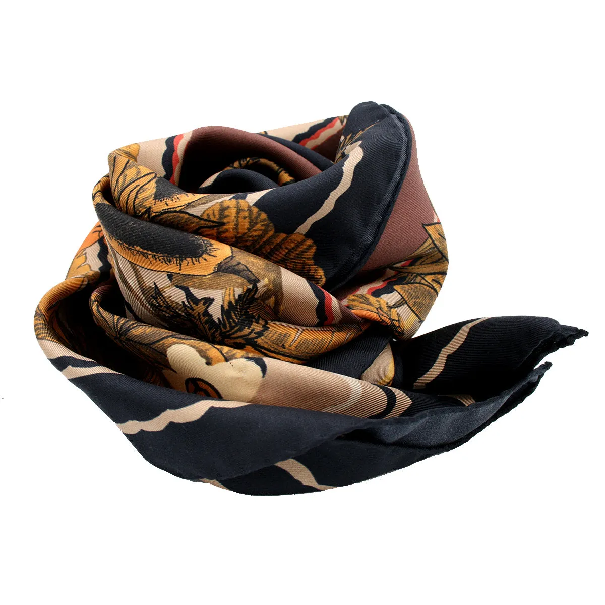 Brown beige exotic fruits scarf 90
