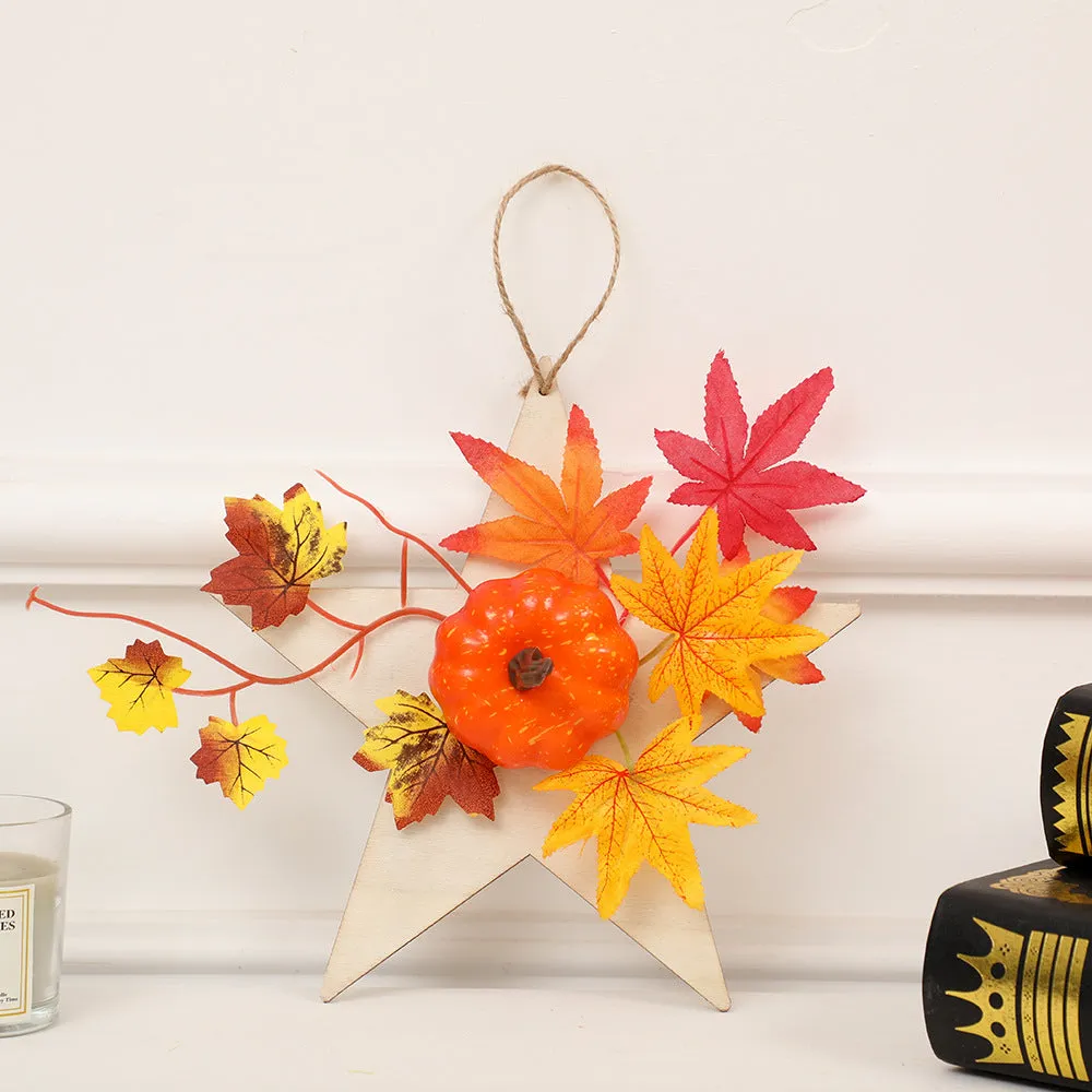 Bulk Mini Artificial Pumpkin Maple Pentagram Wreath for Thanksgiving Fall Party Wholesale