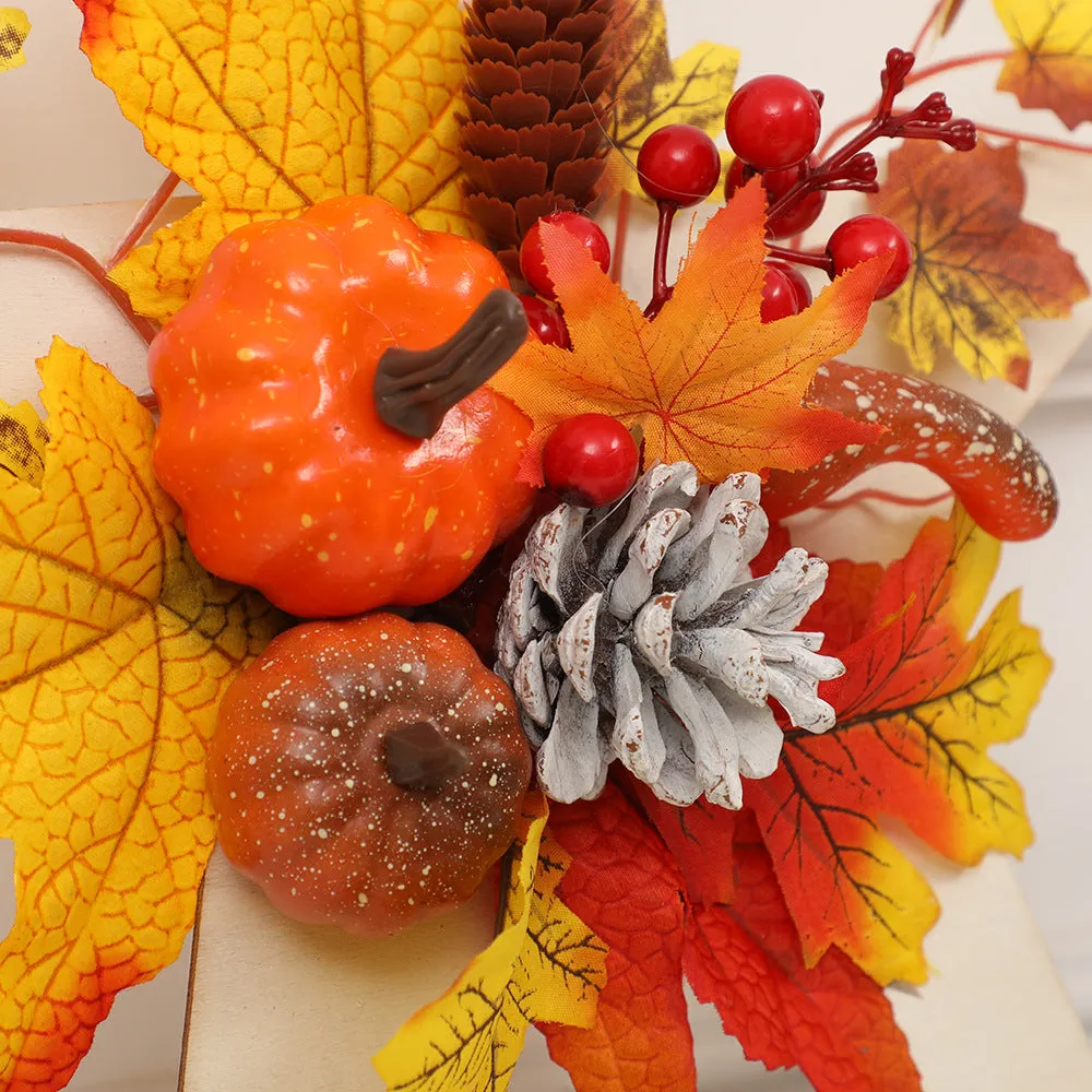 Bulk Mini Artificial Pumpkin Maple Pentagram Wreath for Thanksgiving Fall Party Wholesale
