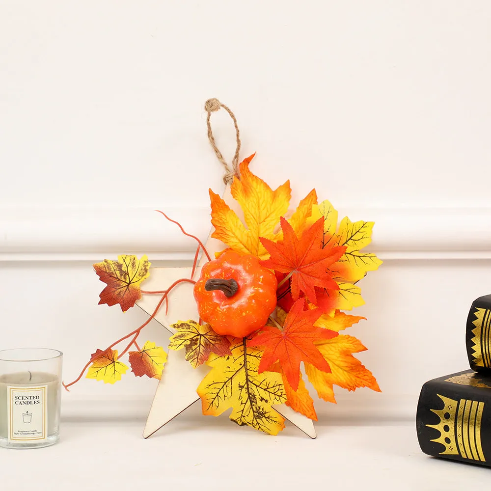 Bulk Mini Artificial Pumpkin Maple Pentagram Wreath for Thanksgiving Fall Party Wholesale