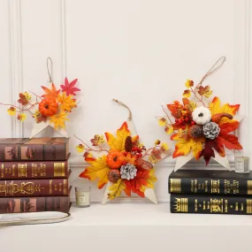 Bulk Mini Artificial Pumpkin Maple Pentagram Wreath for Thanksgiving Fall Party Wholesale