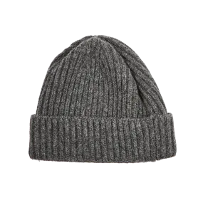 Cliff Grey Geelong Lambswool Ribbed Beanie