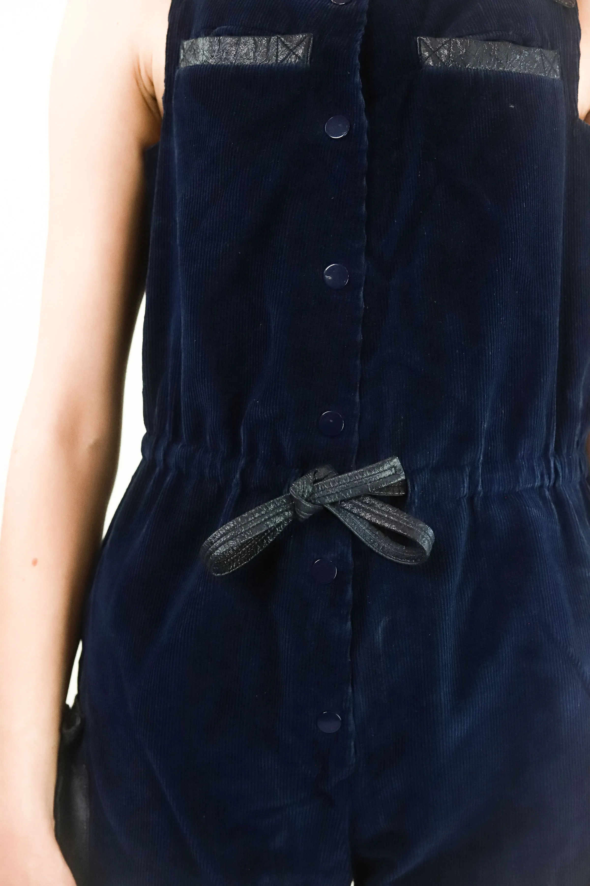 Courreges  Hyperbole c.1970's Navy Corduroy and Vinyl Jumpsuit