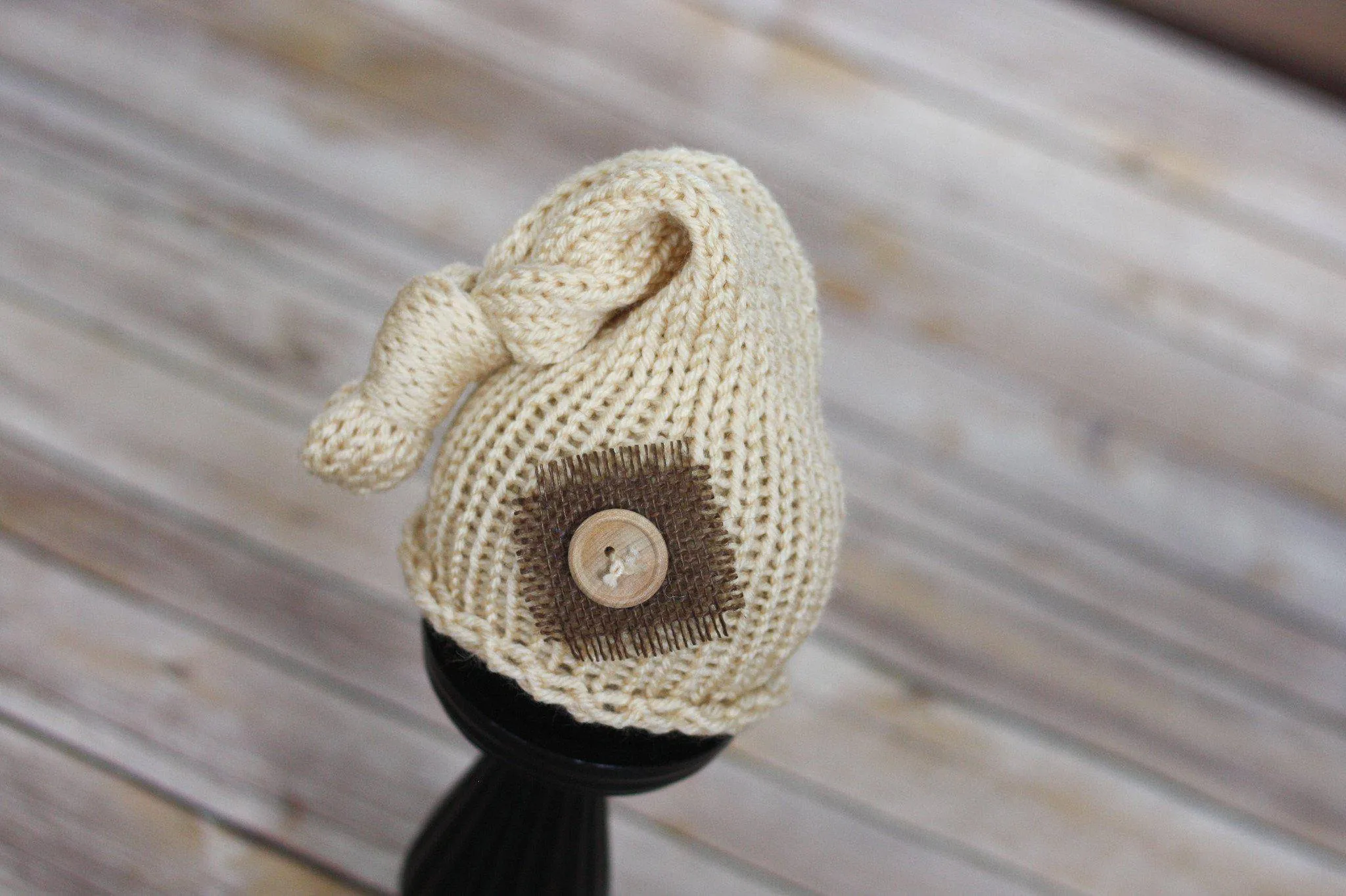 Cream Knit Newborn Pixie Slouch Hat