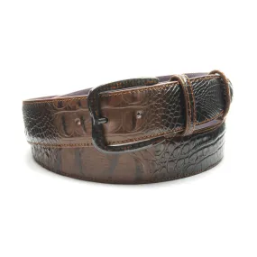 Creme Brulee Mock Caiman Carbon Fibre Twisted Prong Belt