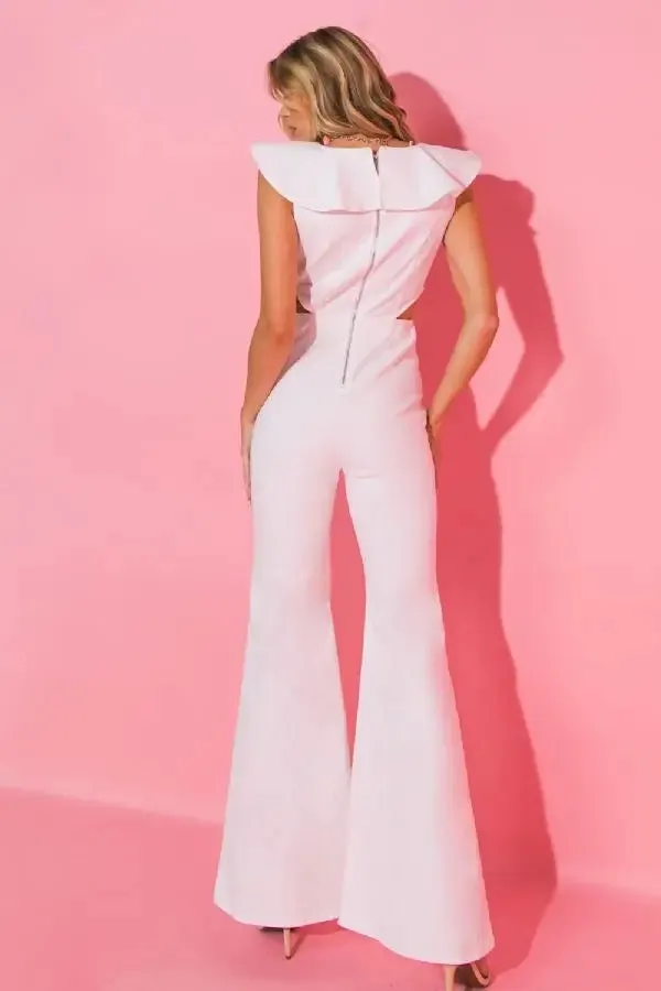 Flying Tomato Ruffled Neckline Jumpsuit