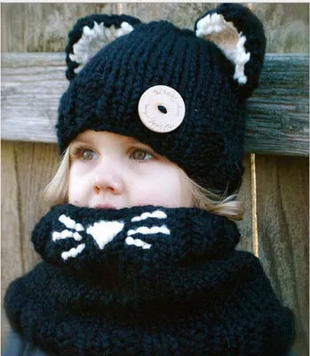 Girls Winter Scarf-Hat Handmade