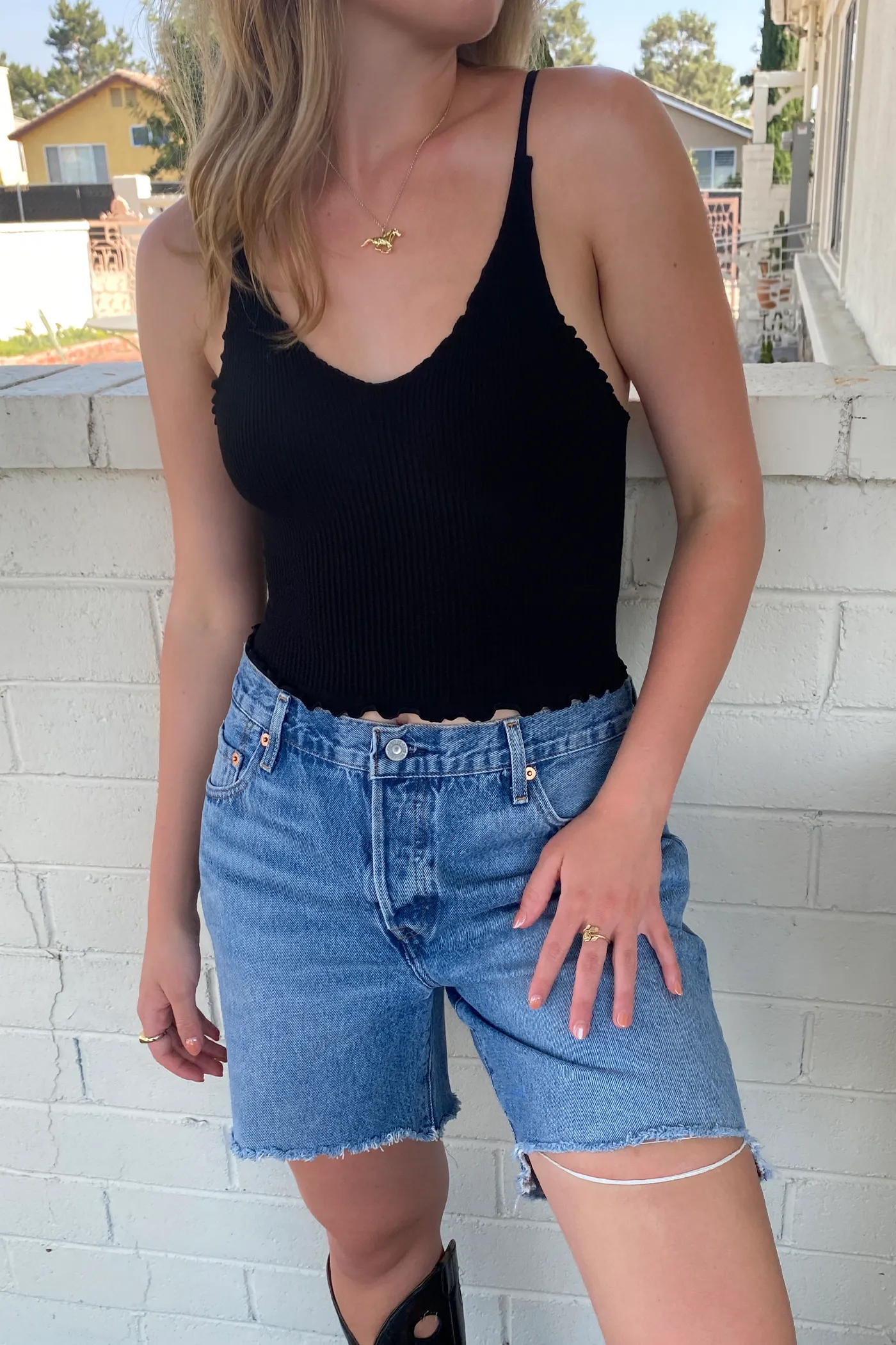 Lettuce Leaf Ribbed Cami Top