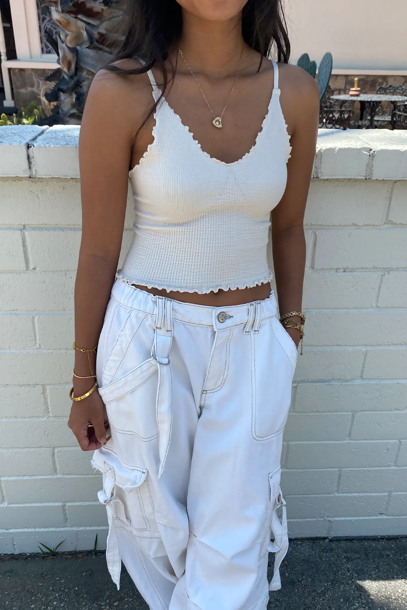 Lettuce Leaf Ribbed Cami Top