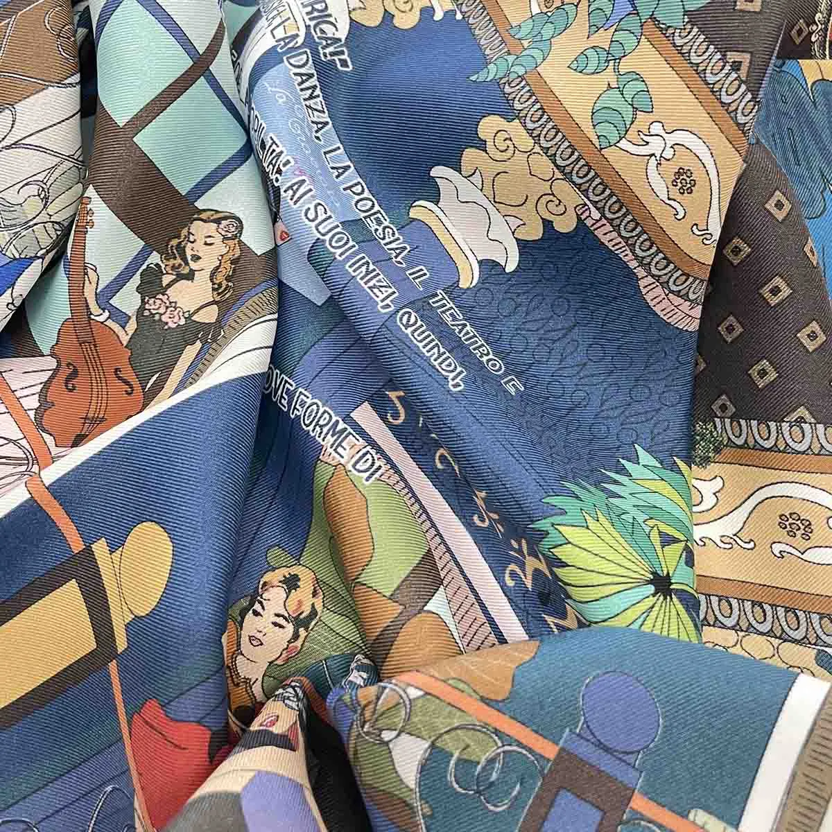 Liric Music Blue silk scarf 90