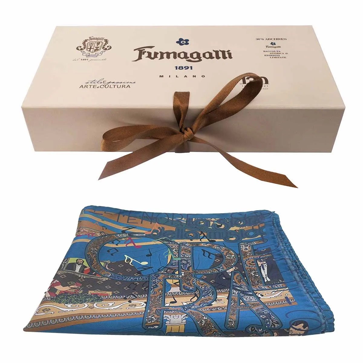 Liric Music Blue silk scarf 90