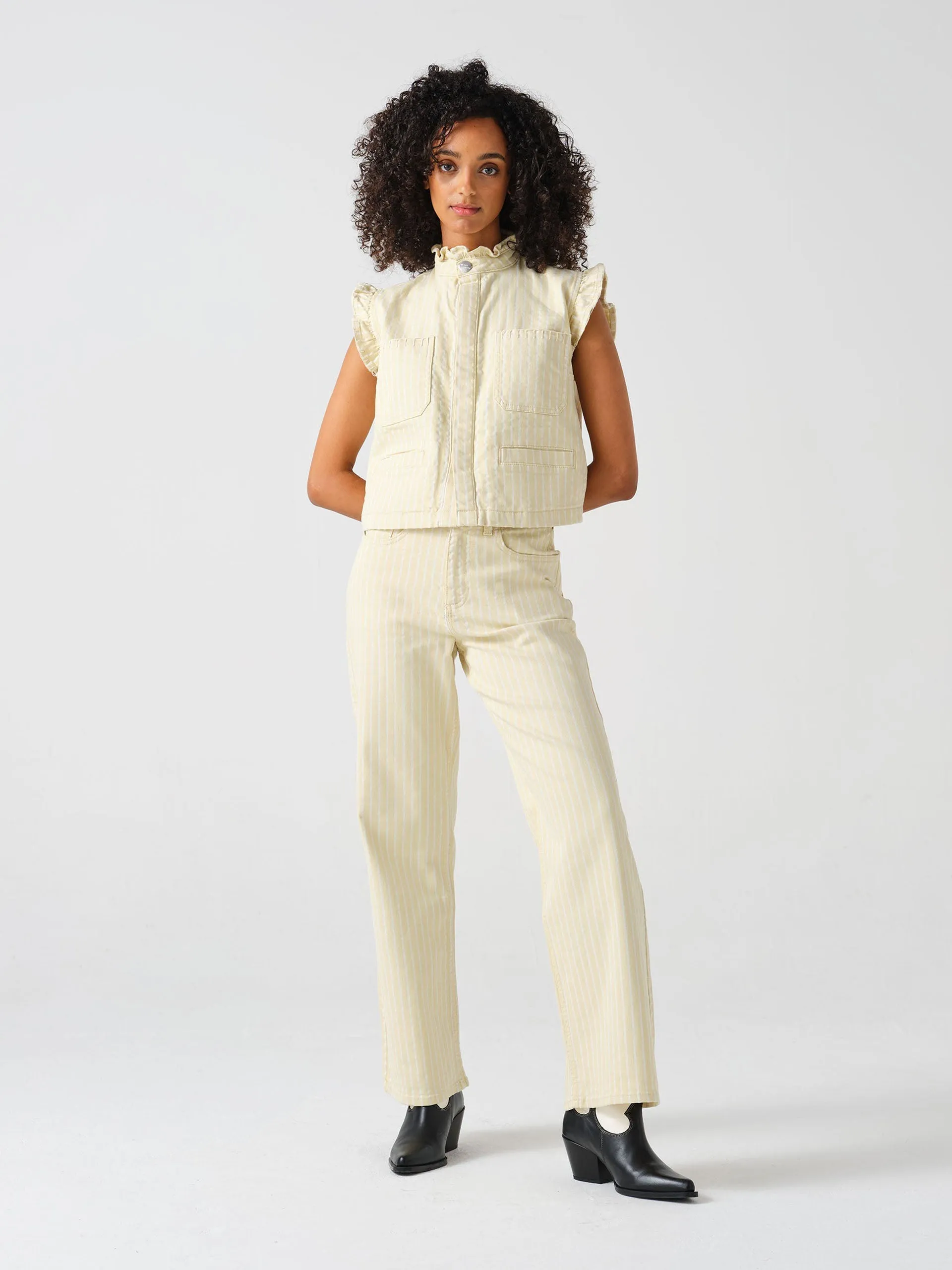 Mabel jean in buttermilk wide stripe