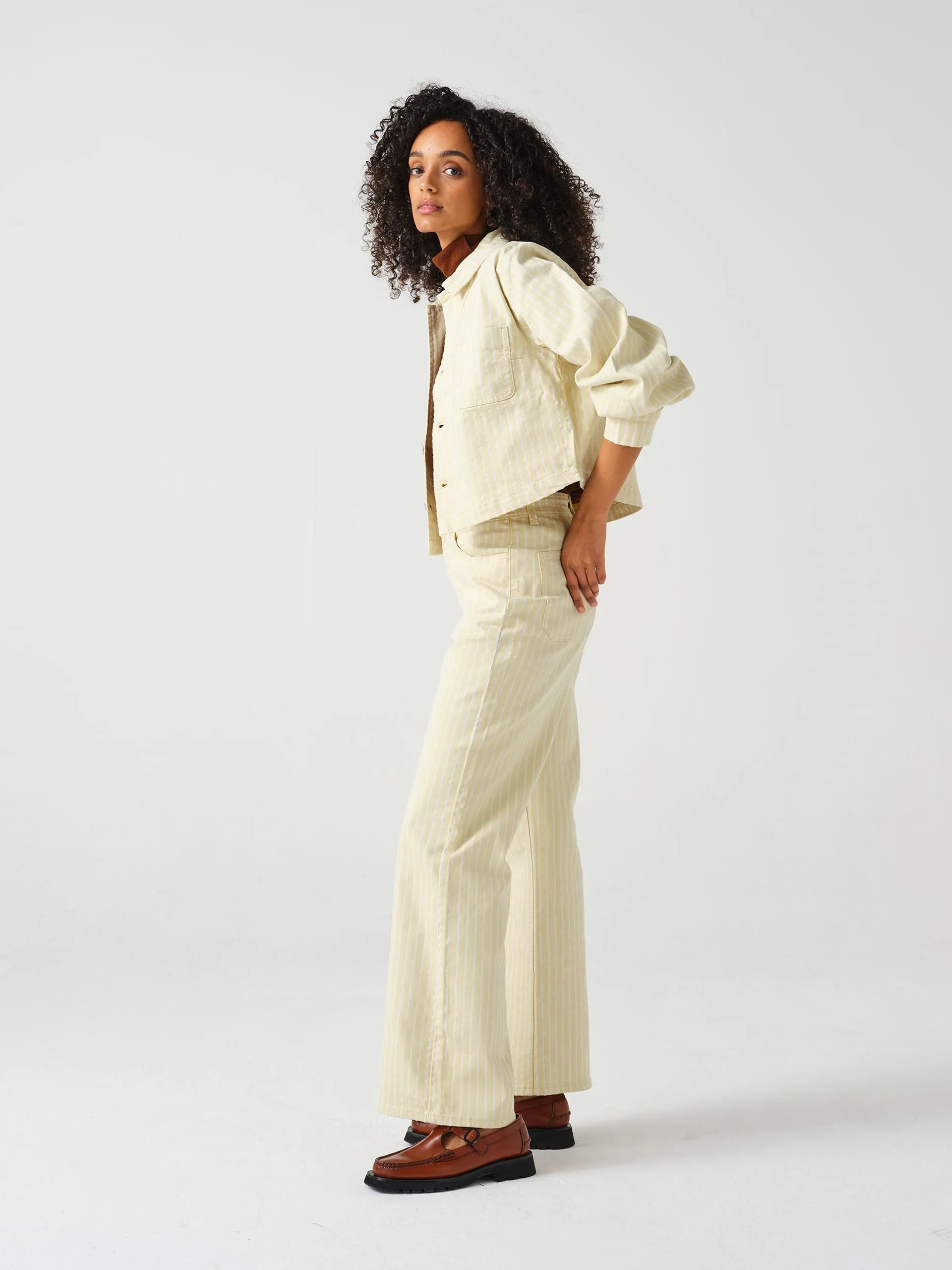 Mabel jean in buttermilk wide stripe