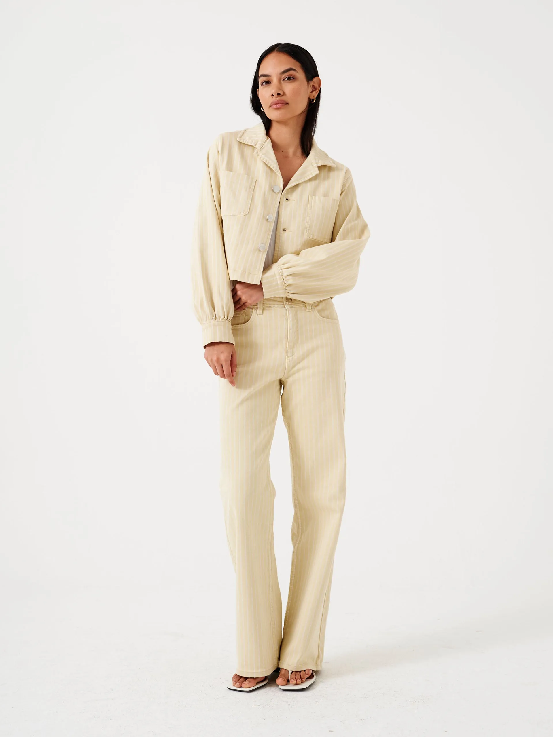 Mabel jean in buttermilk wide stripe