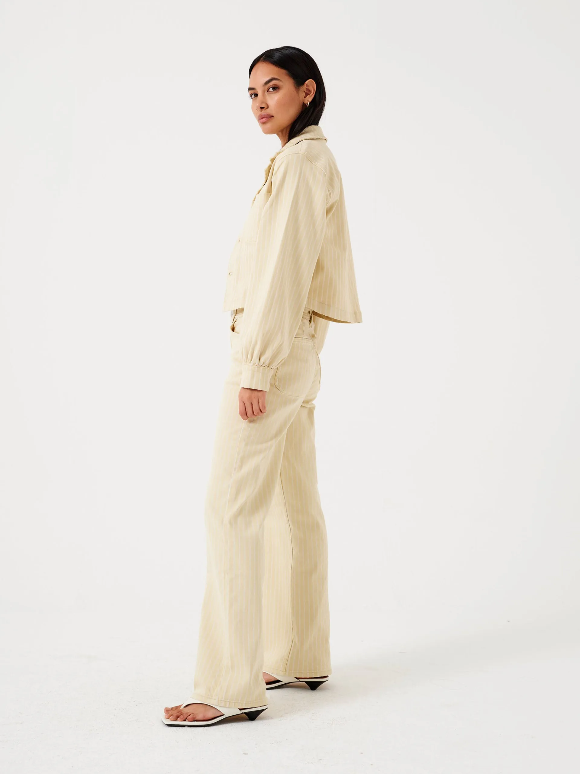 Mabel jean in buttermilk wide stripe
