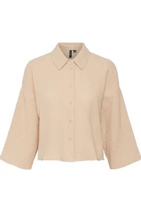 Natali Crop Shirt - Irish Cream