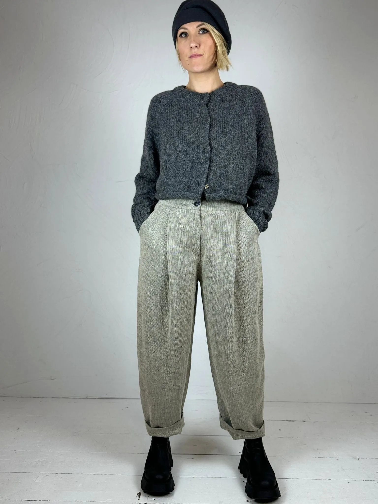 Nature Neona Herringbone Linen Trousers - 2 Colours