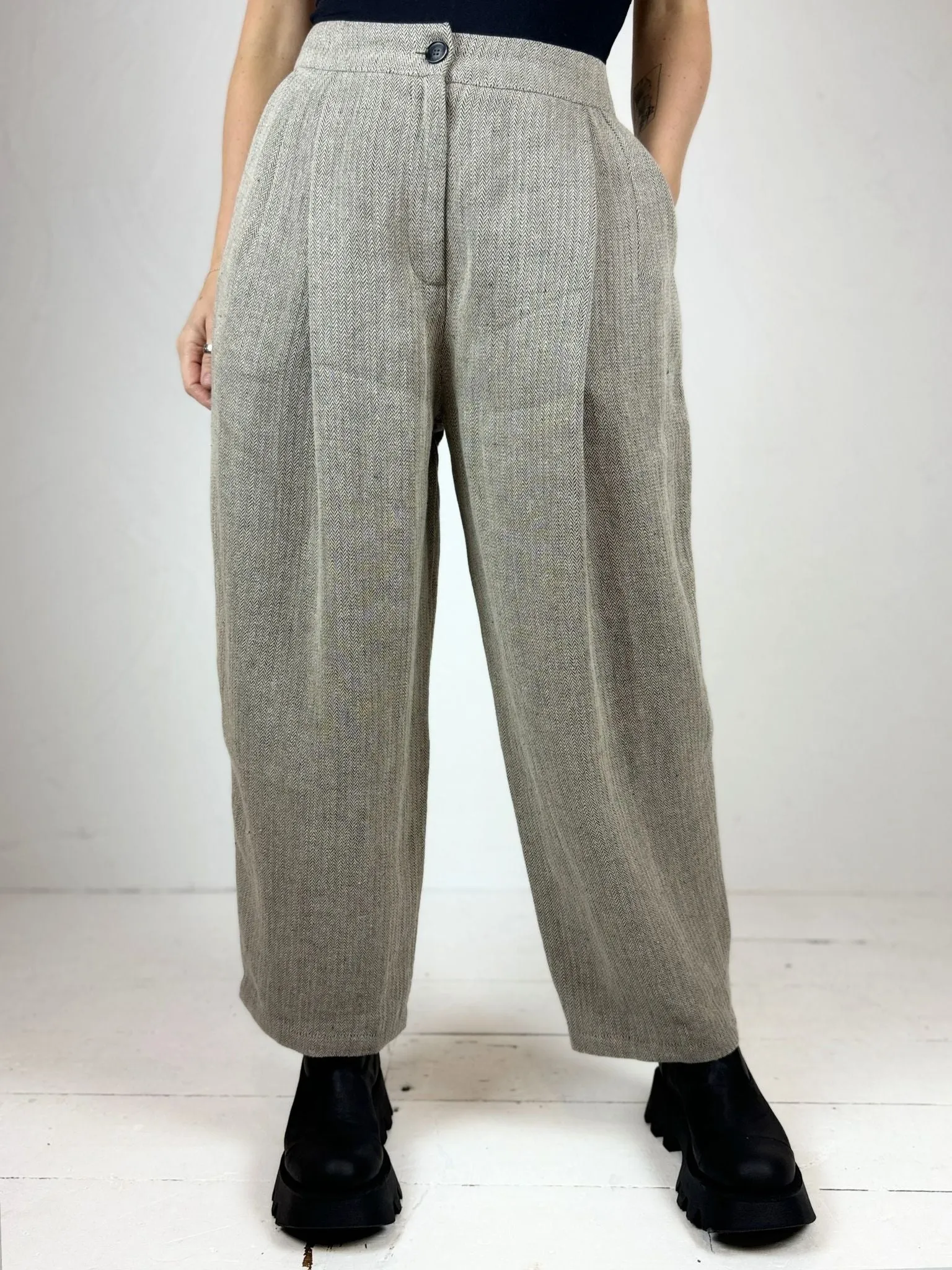 Nature Neona Herringbone Linen Trousers - 2 Colours