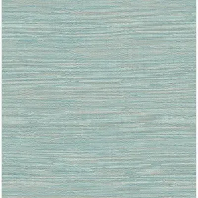 NuWallpaper Tibetan Grasscloth Teal Peel and Stick Wallpaper