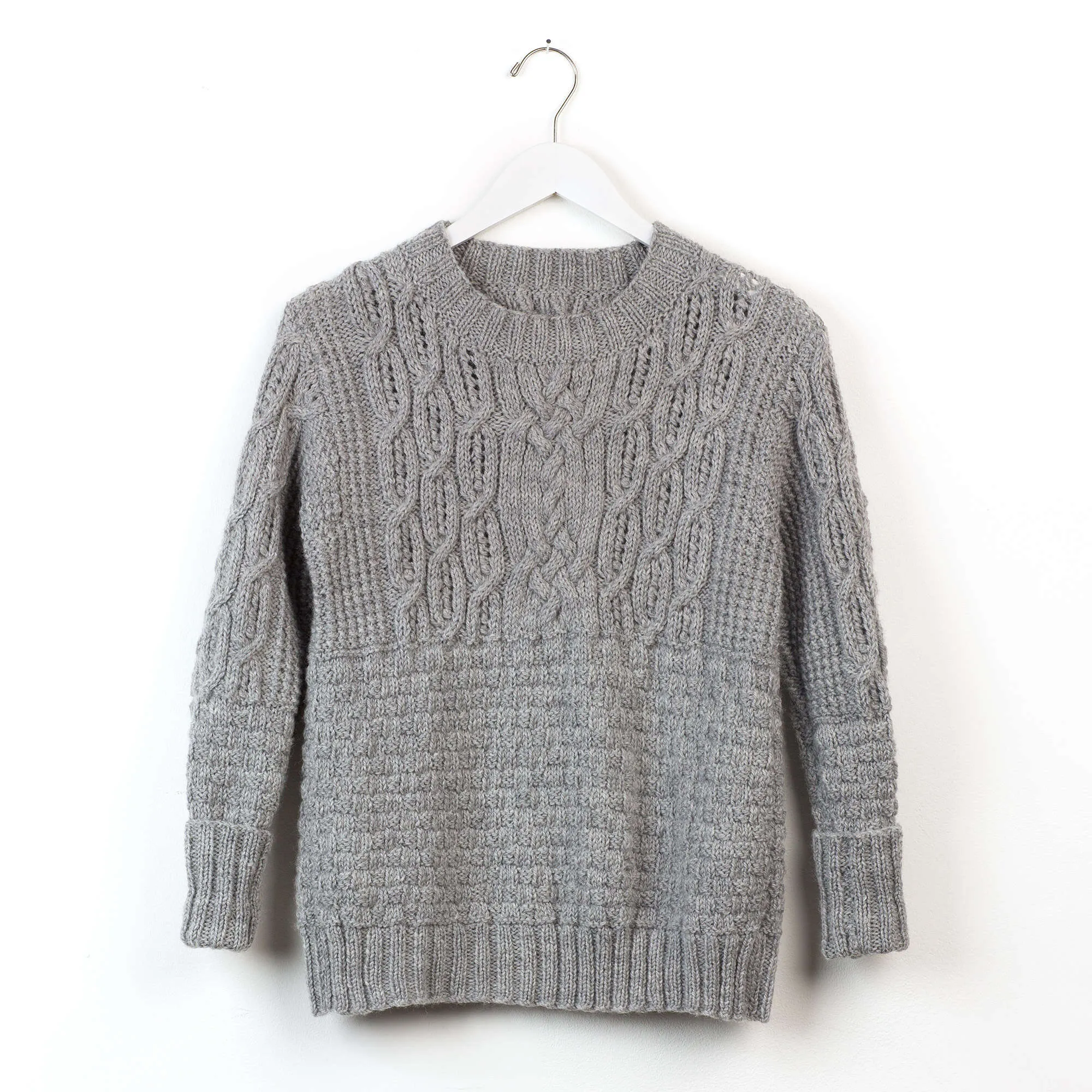 Patons Boxy Cabled Crew Knit Pullover