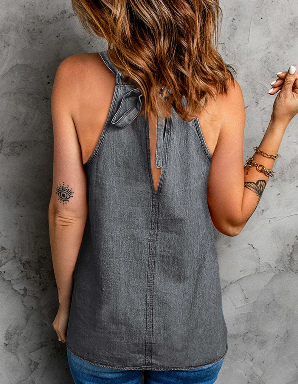 Plain Loose Backless Halter Vest