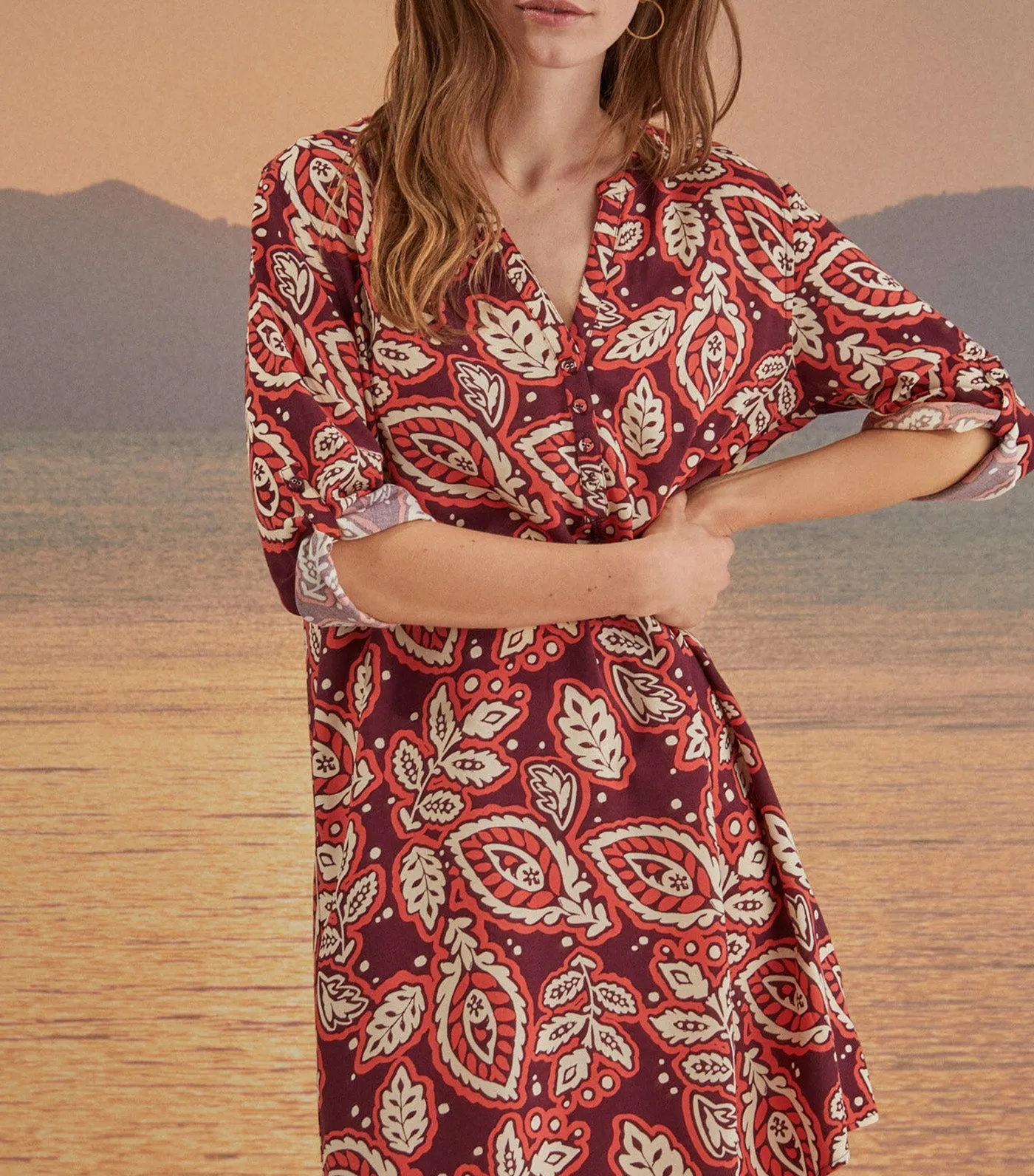 Printed Beach Camisole Maroon