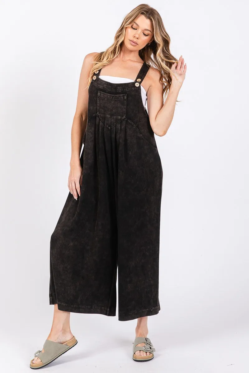 Sewn Seen Mineral Washed Scuba Jumpsuit in Black