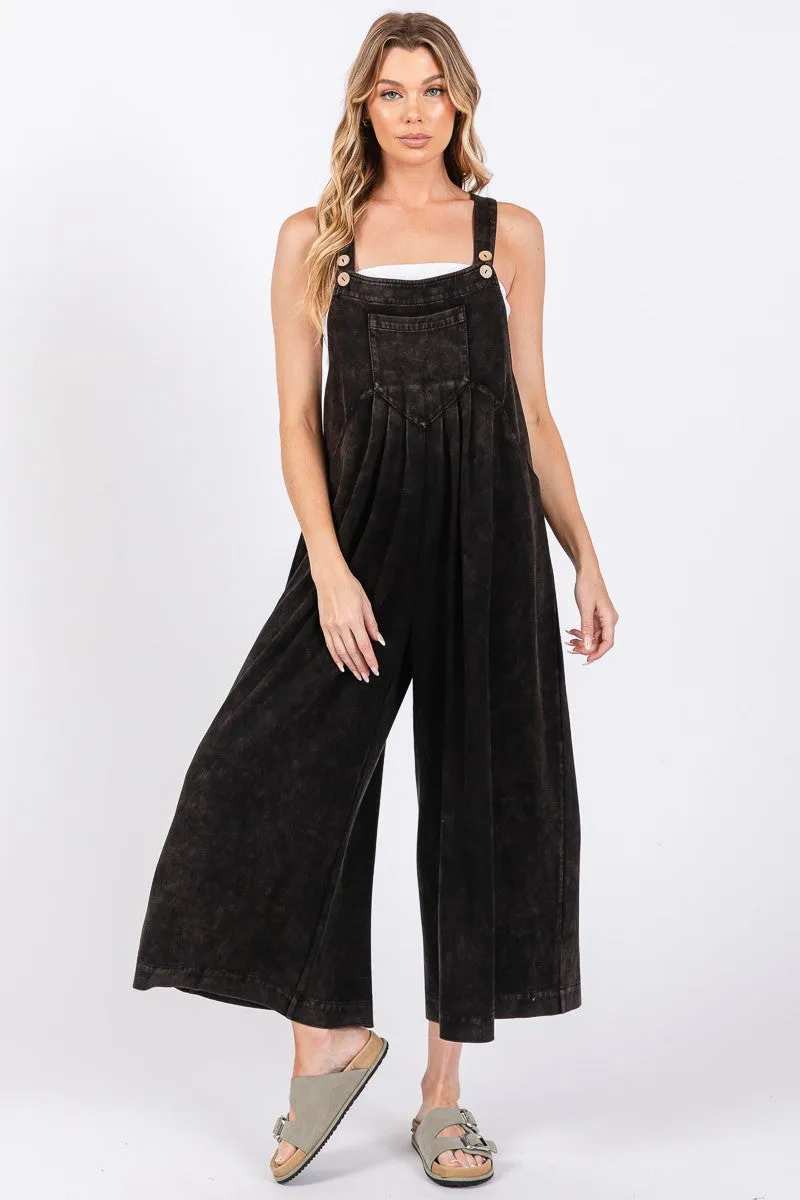 Sewn Seen Mineral Washed Scuba Jumpsuit in Black