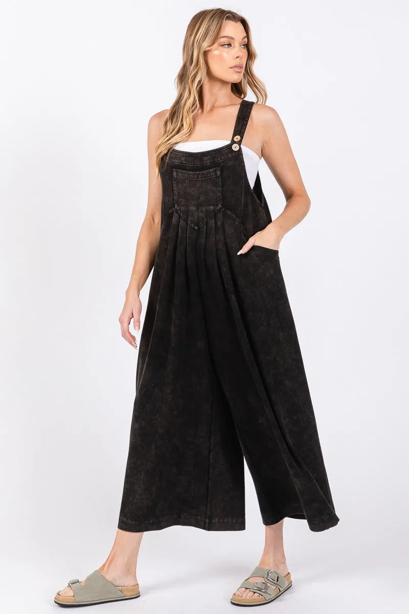 Sewn Seen Mineral Washed Scuba Jumpsuit in Black