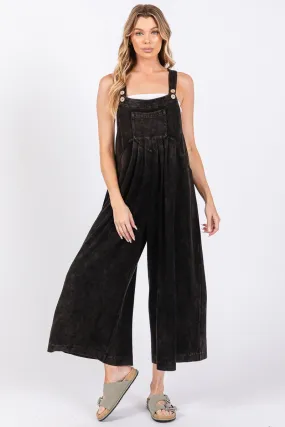 Sewn Seen Mineral Washed Scuba Jumpsuit in Black
