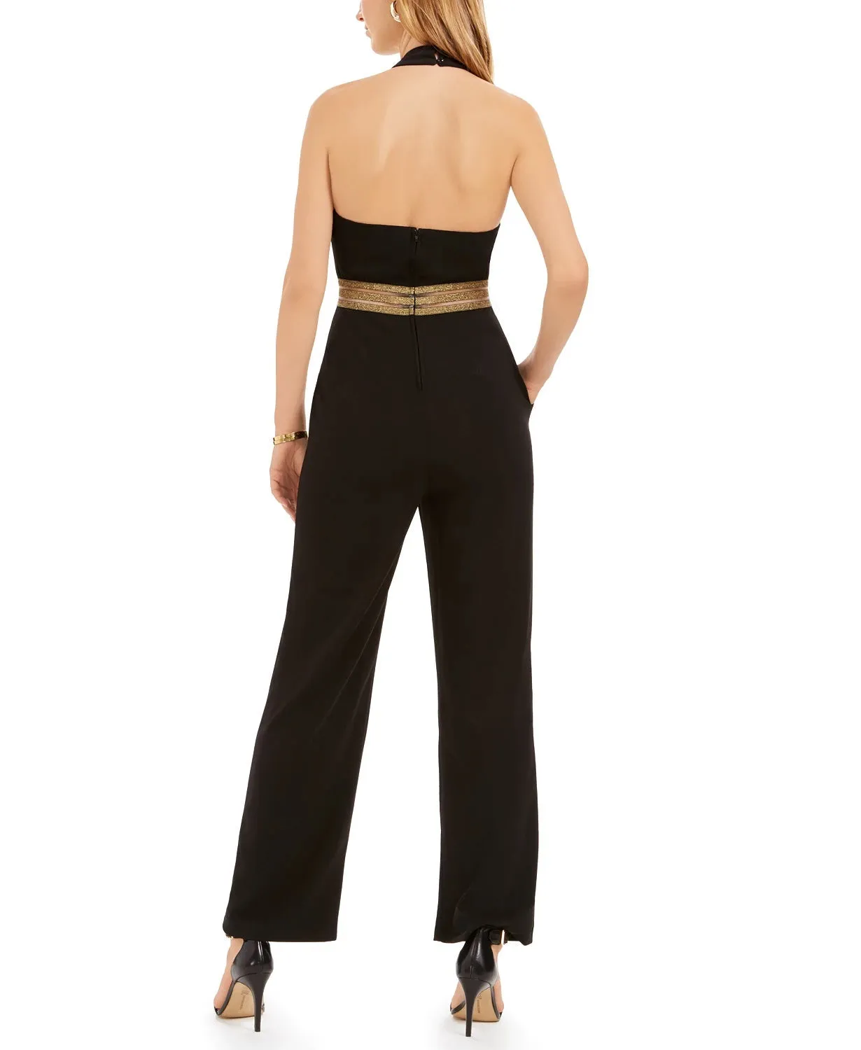 Teeze Me Juniors' Glitter-Waist Jumpsuit Black Size 3