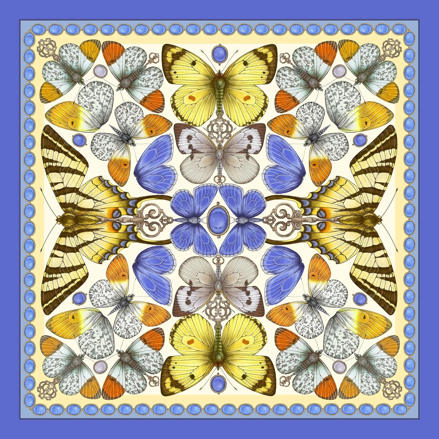 The British Butterfly Pocket Square - Lemon