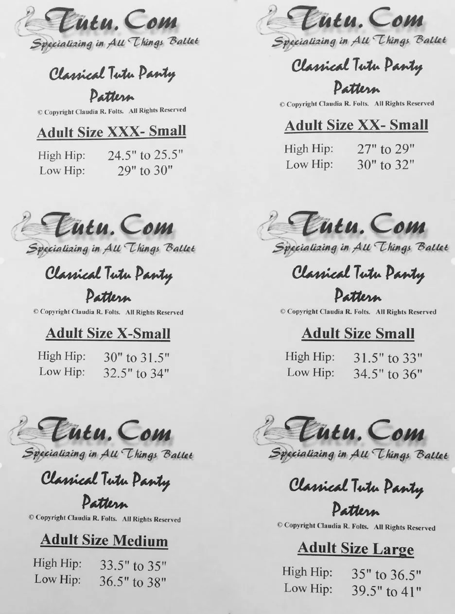 Tutu Panty Pattern - Adult Standard Classical-Style by Claudia Folts