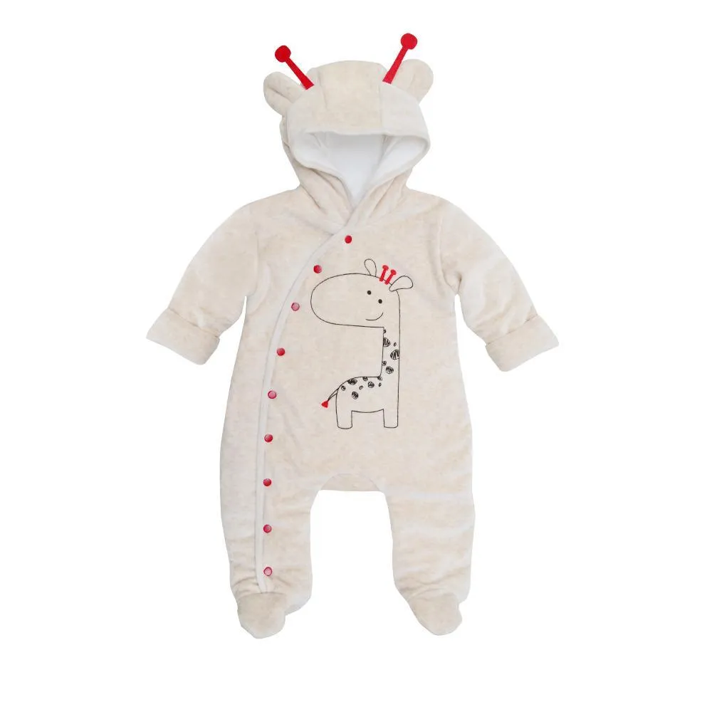Velor jumpsuit 1-9 months giraffe