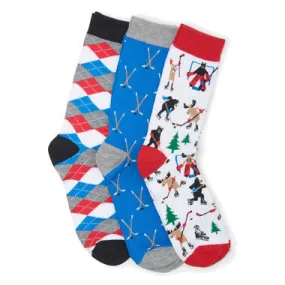 Wild About Hockey Men's Crew Socks Gift Set
