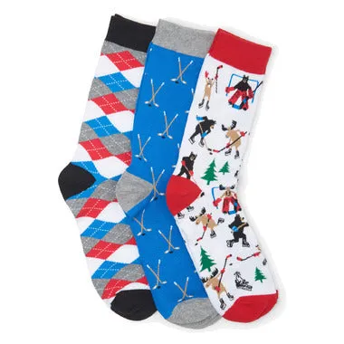 Wild About Hockey Men's Crew Socks Gift Set