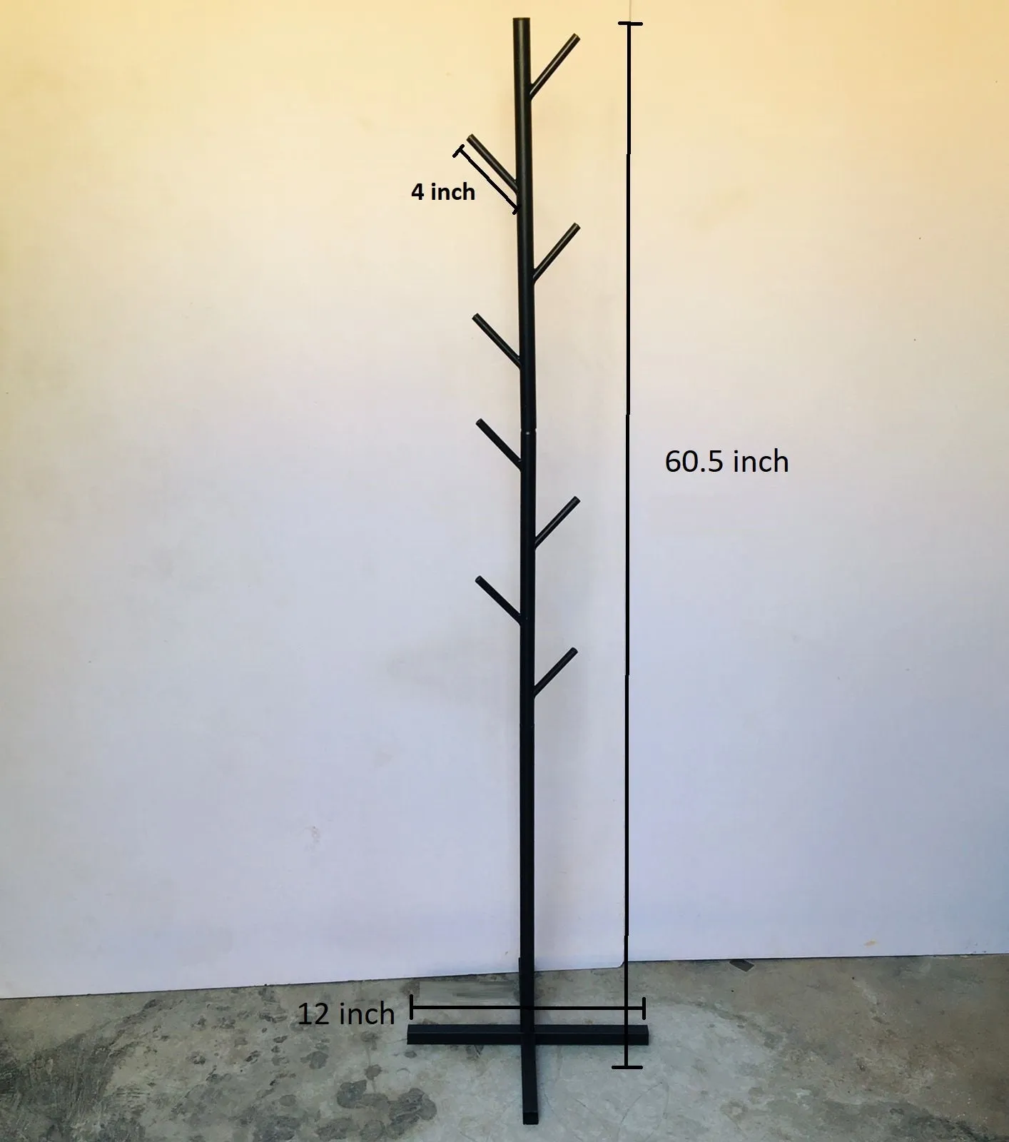 X - Style Tree Shaped Coat Stand Floor Standing Metal Rack With 8 Hangers With Metal Base
